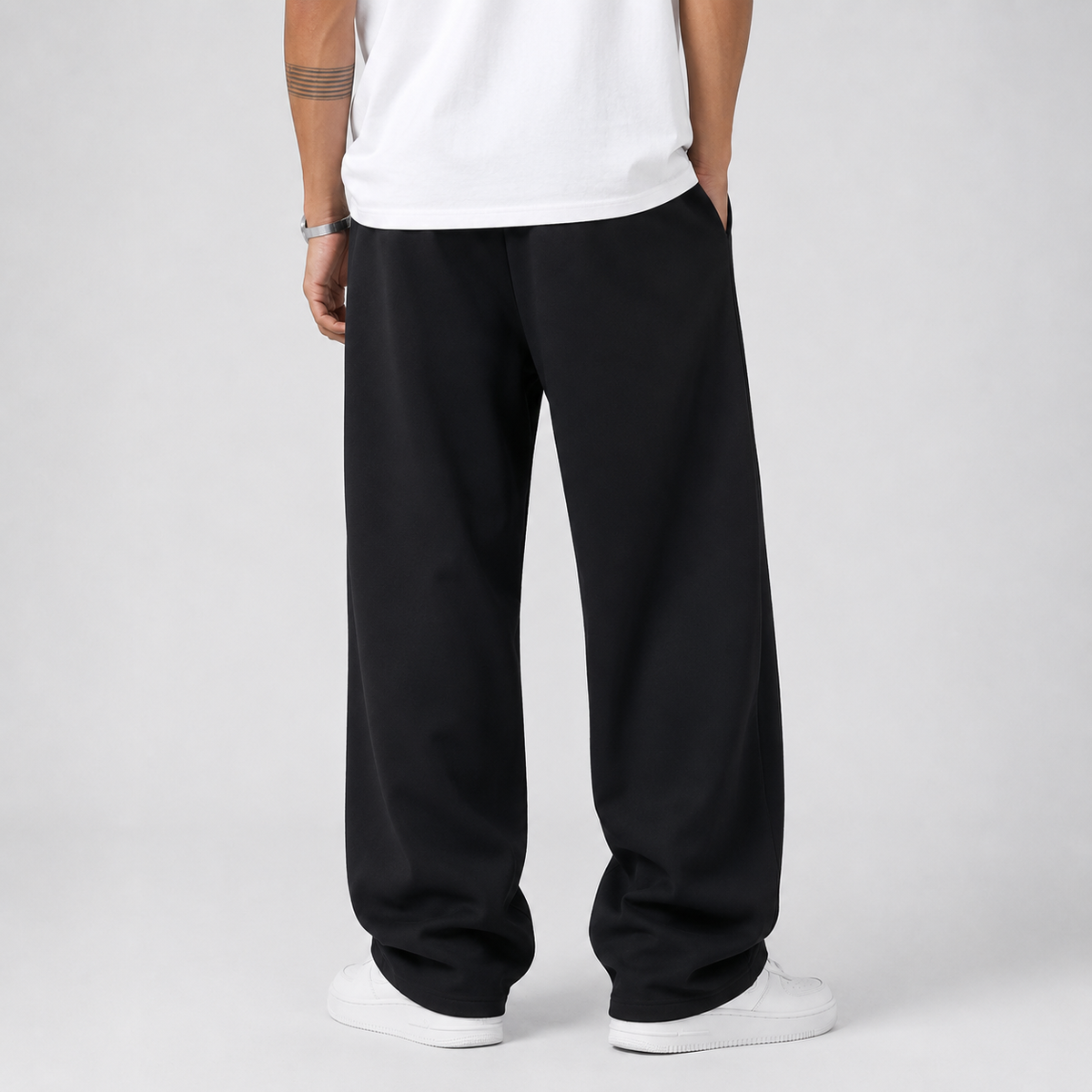 Men Jogger Trousers Drawstring Waist Thick Knit