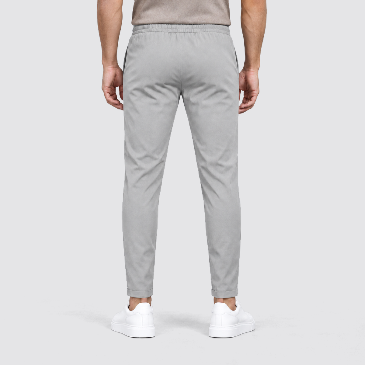 Men Slim Fit Drawstring Trousers Tapered Leg