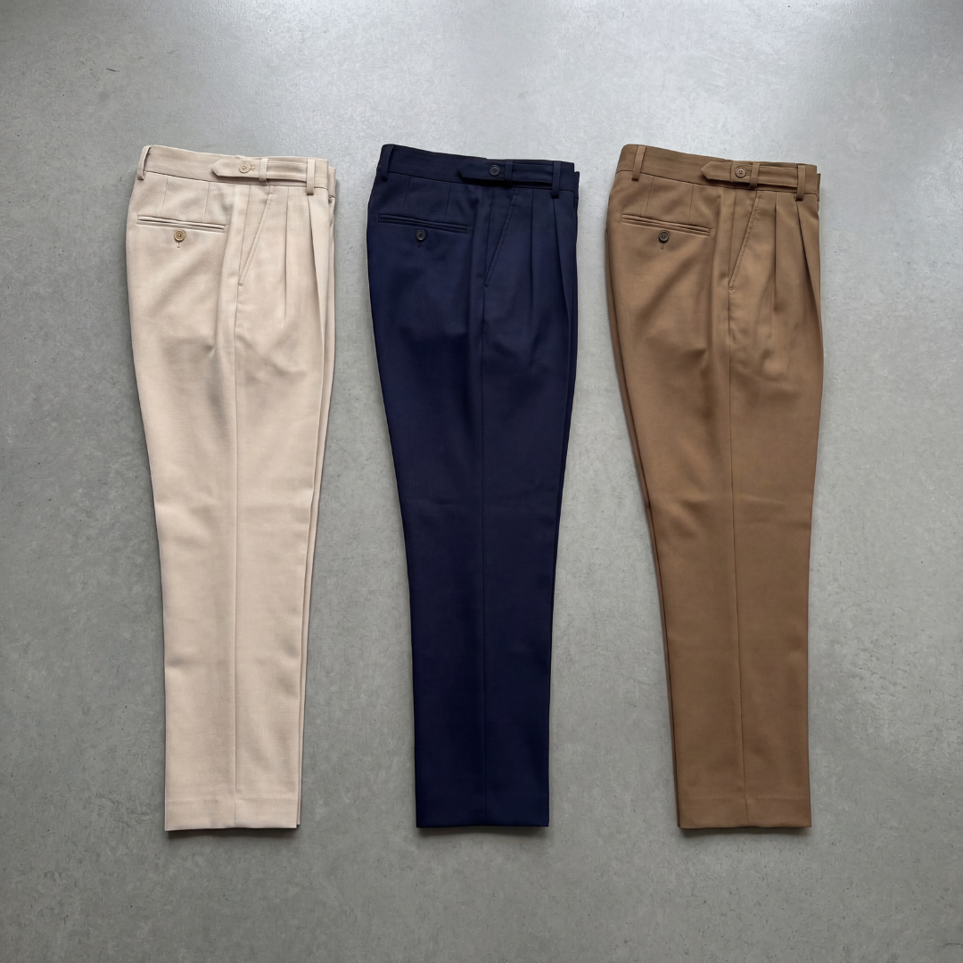Men Tailored Fit Trousers Single Pleat Extended Waistband
