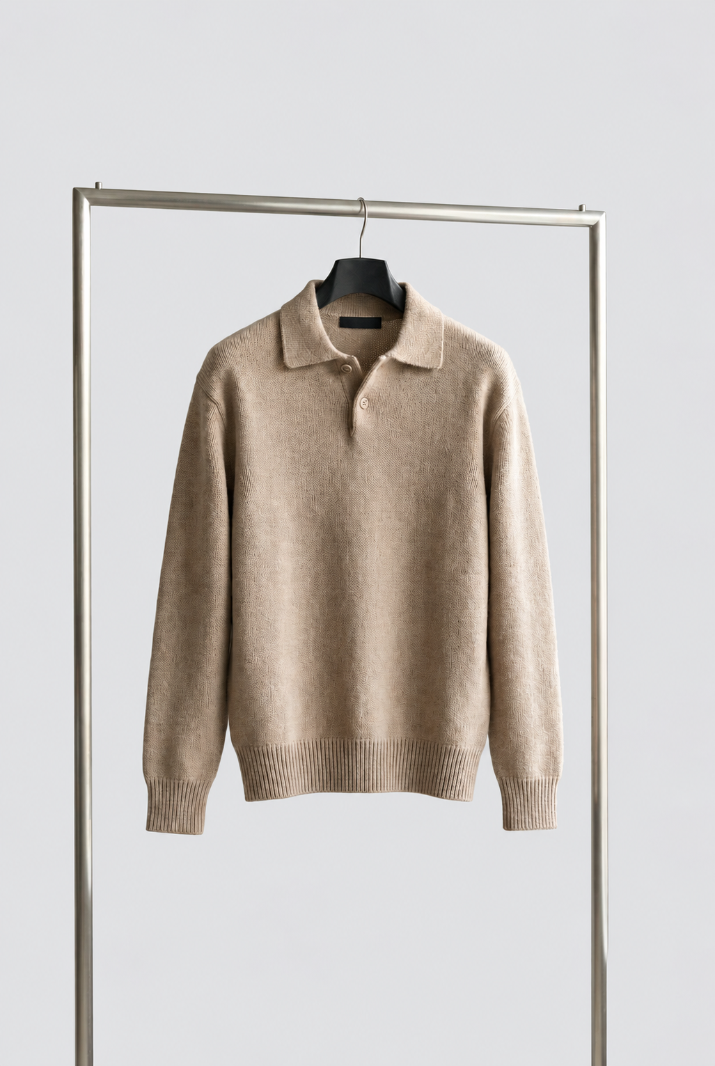 Men Textured Knit Polo Jumper Relaxed Fit