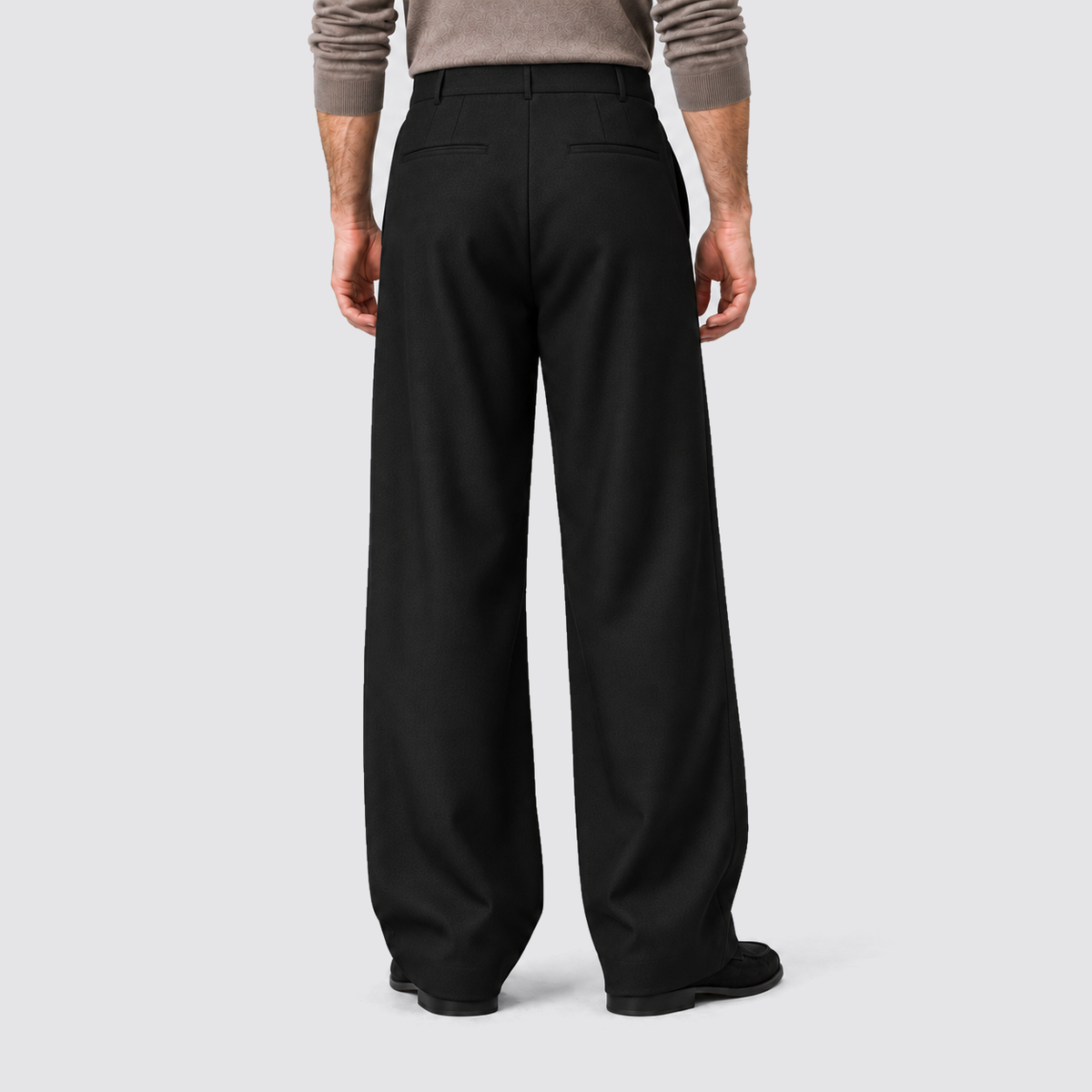 Men Wide Leg Trousers Front Pleats Relaxed Fit