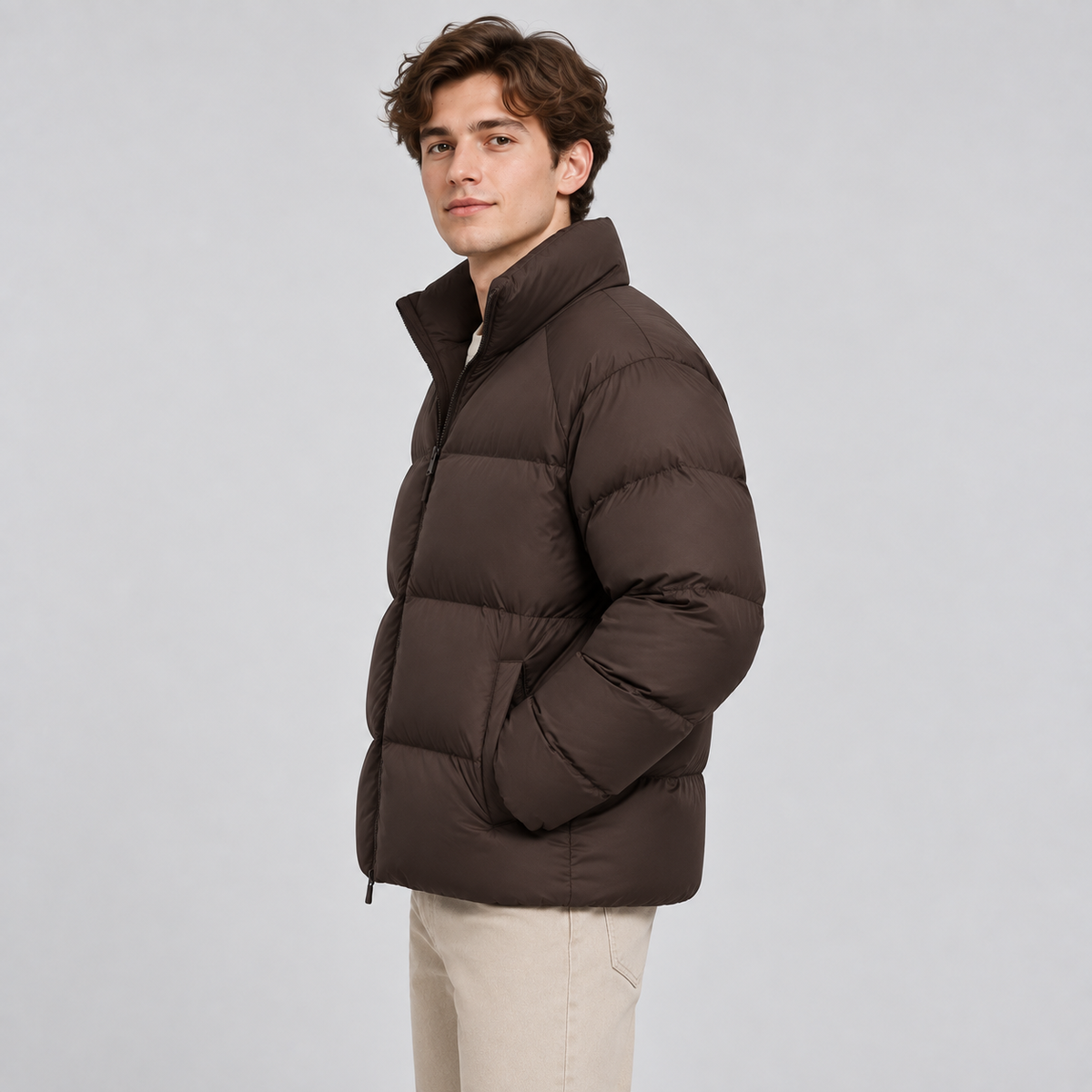 Unisex Short Puffer Jacket Lightweight Quilted