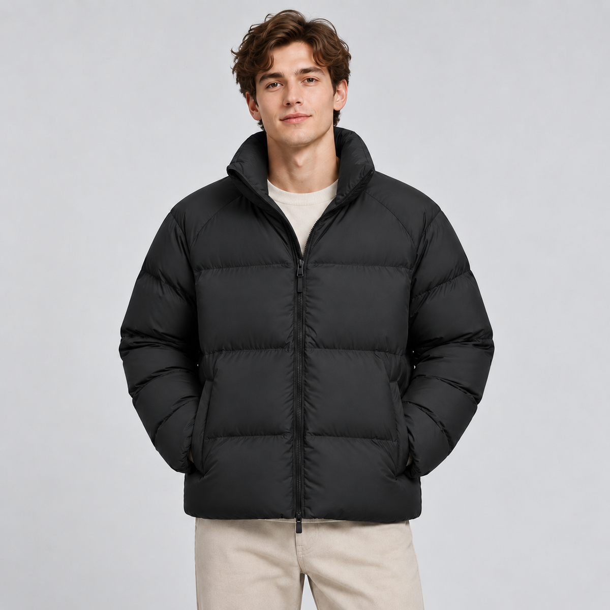 Unisex Short Puffer Jacket Lightweight Quilted