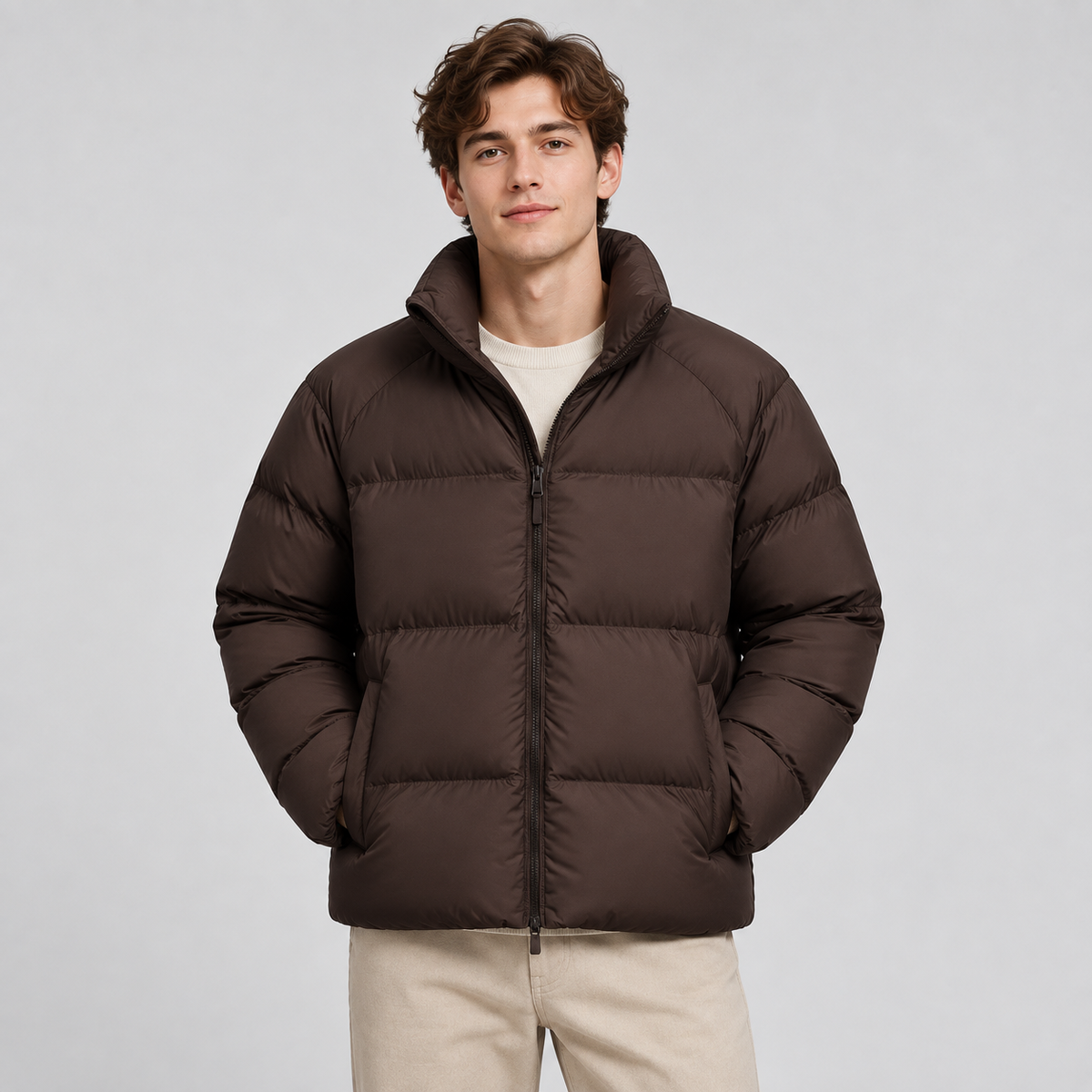 Unisex Short Puffer Jacket Lightweight Quilted