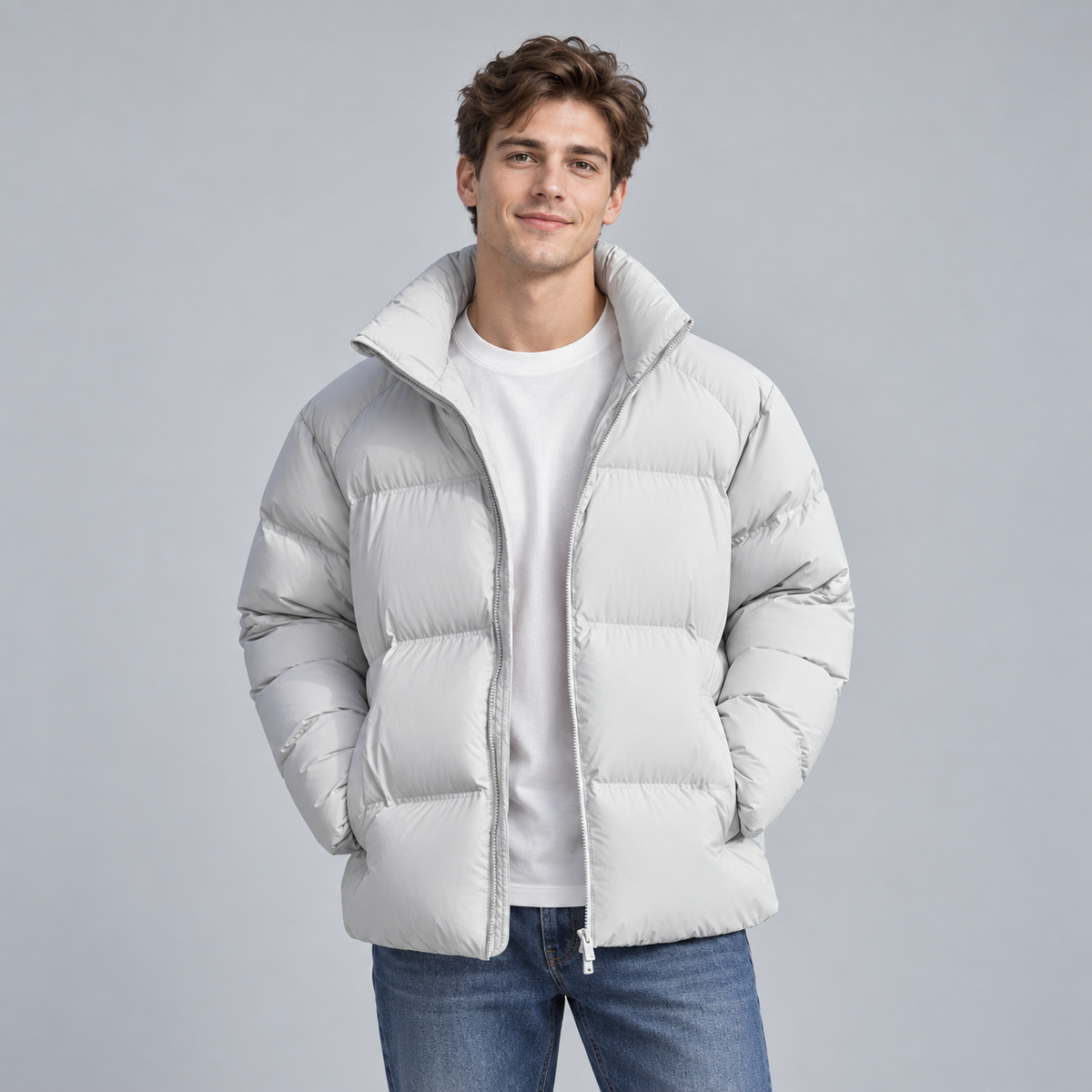 Unisex Short Puffer Jacket Lightweight Quilted