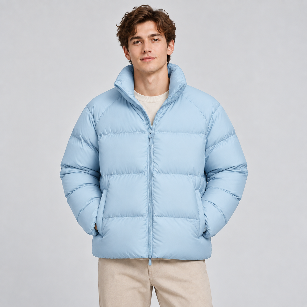 Unisex Short Puffer Jacket Lightweight Quilted