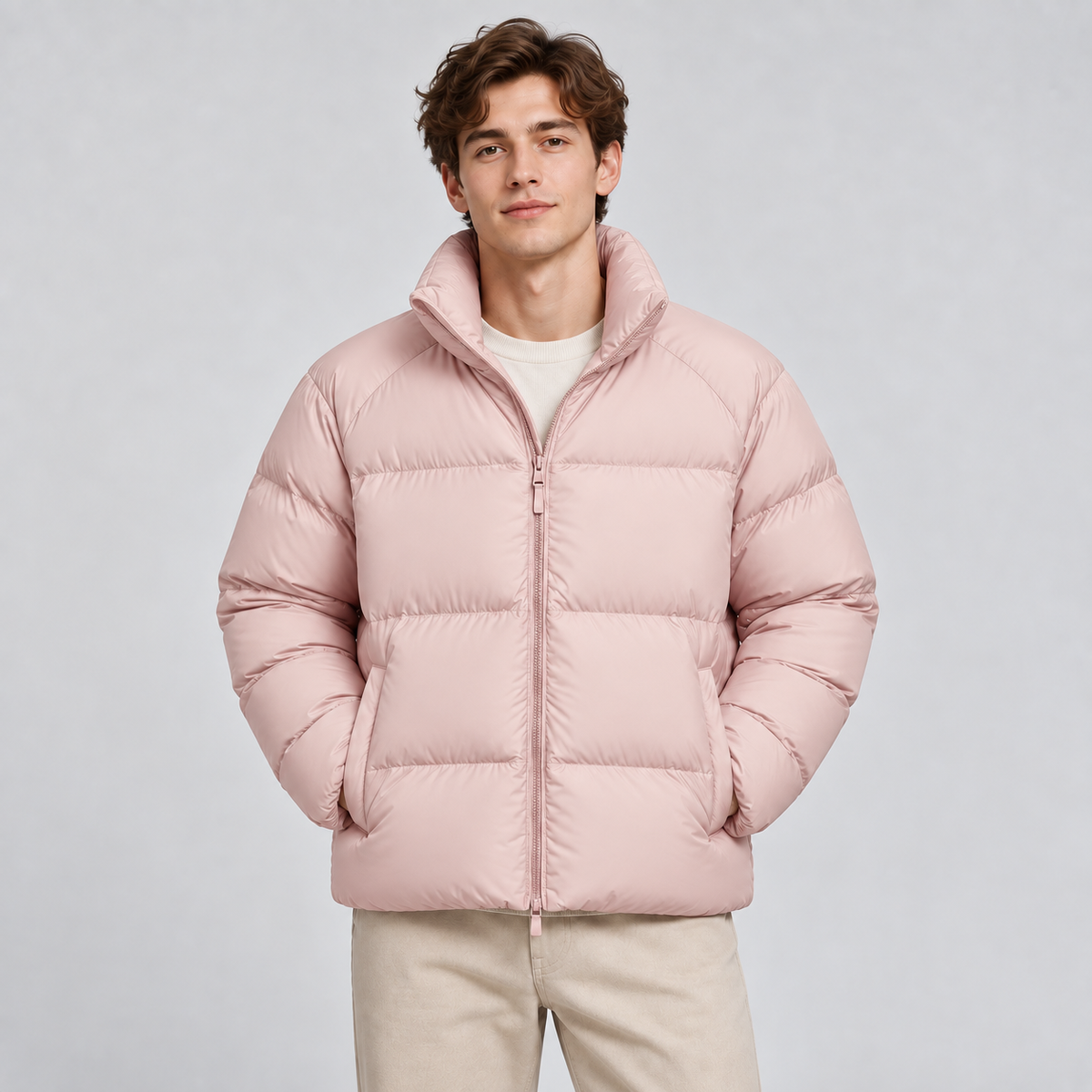 Unisex Short Puffer Jacket Lightweight Quilted