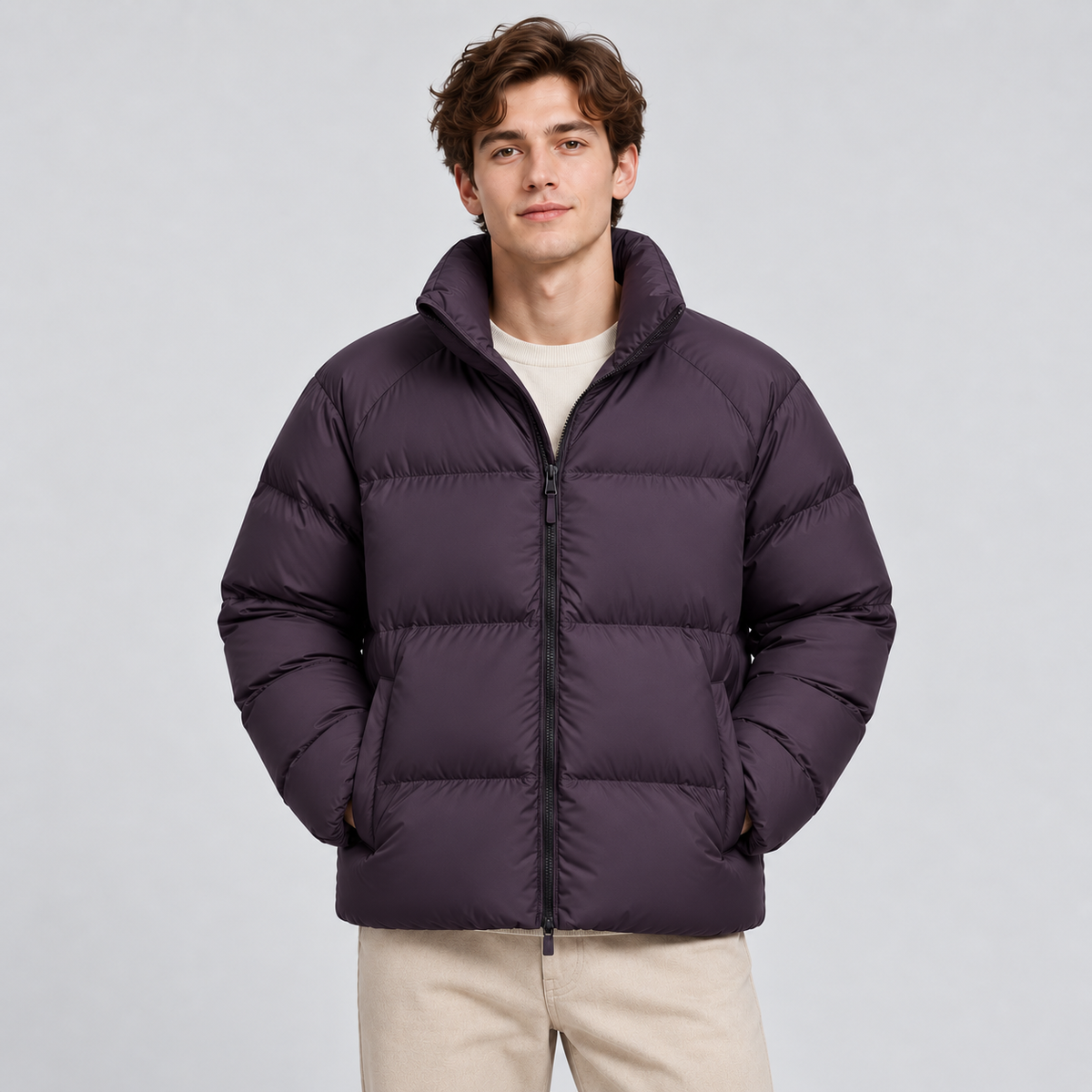 Unisex Short Puffer Jacket Lightweight Quilted