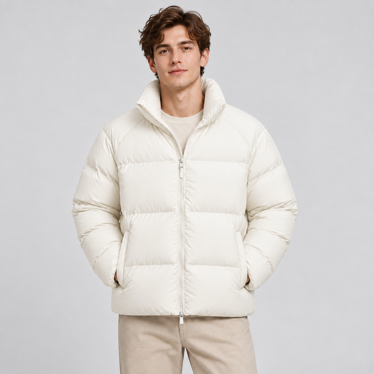 Unisex Short Puffer Jacket Lightweight Quilted
