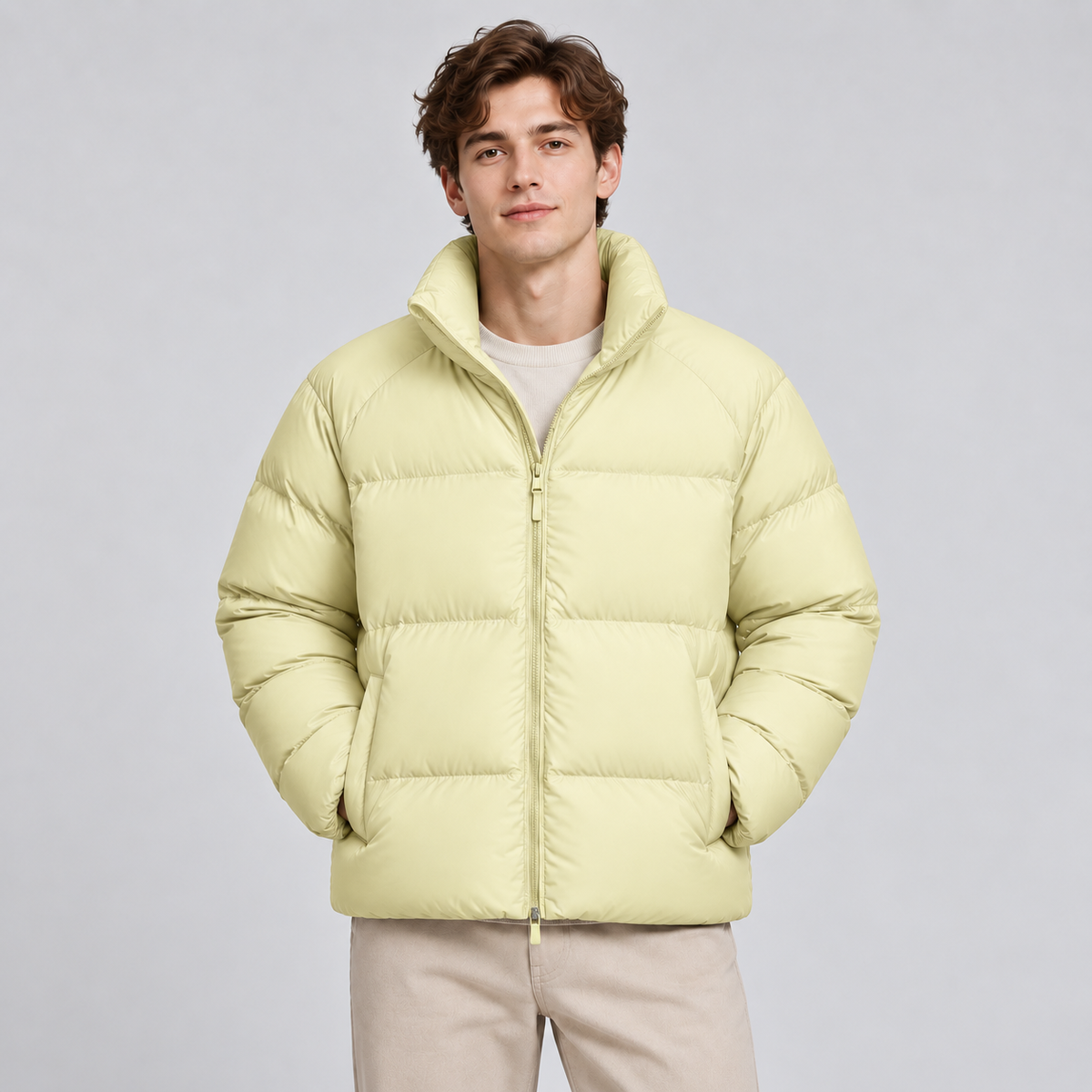 Unisex Short Puffer Jacket Lightweight Quilted