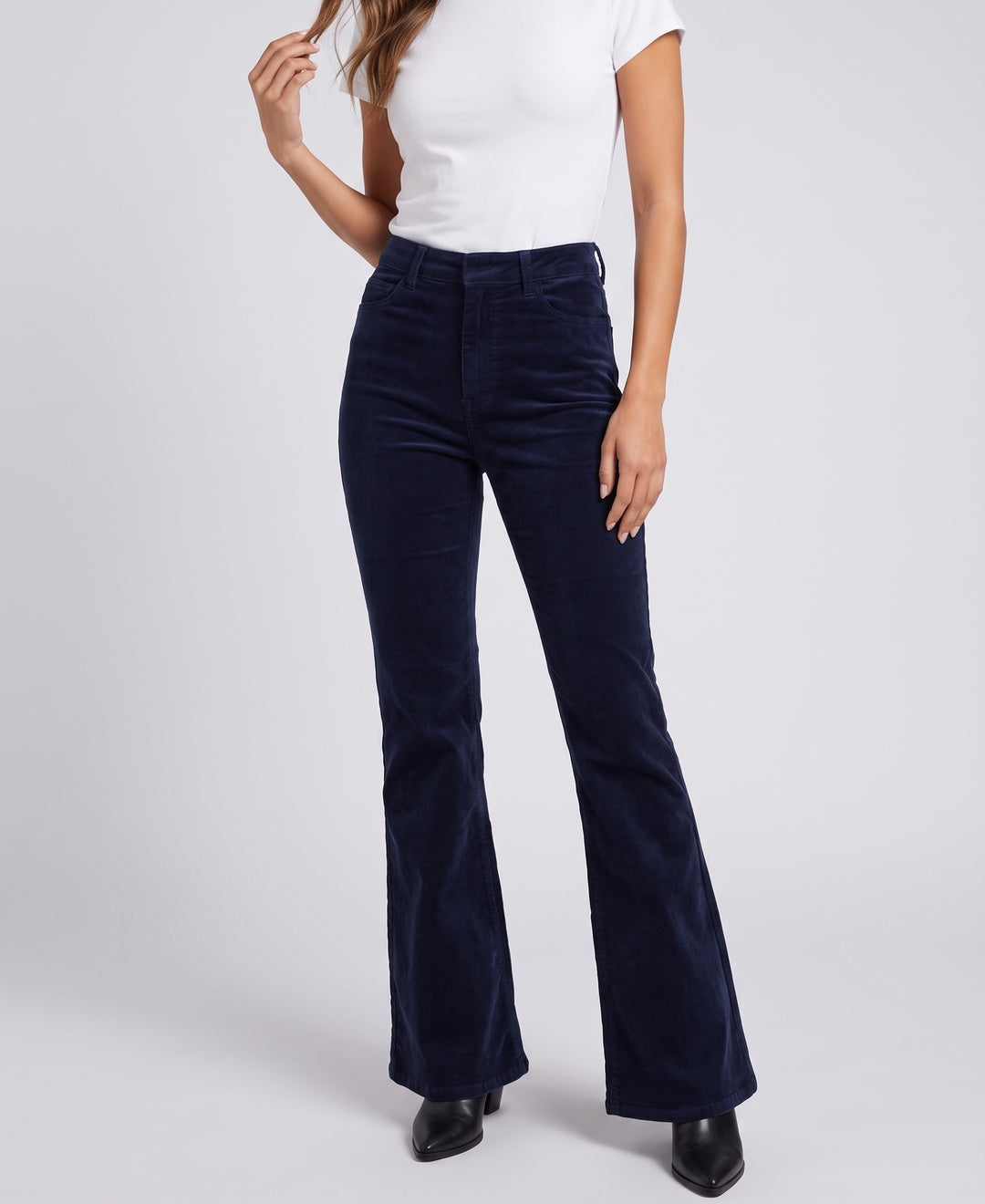 Delphina Trousers in Navy corduroy, front view