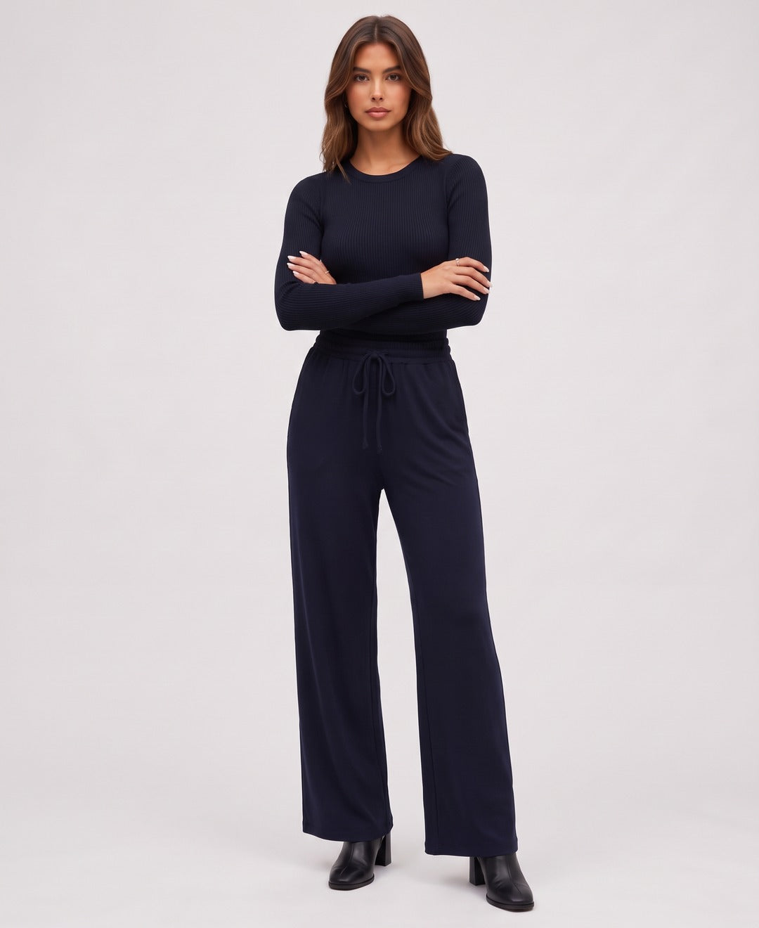 Marisol Rib Set in Navy, front view