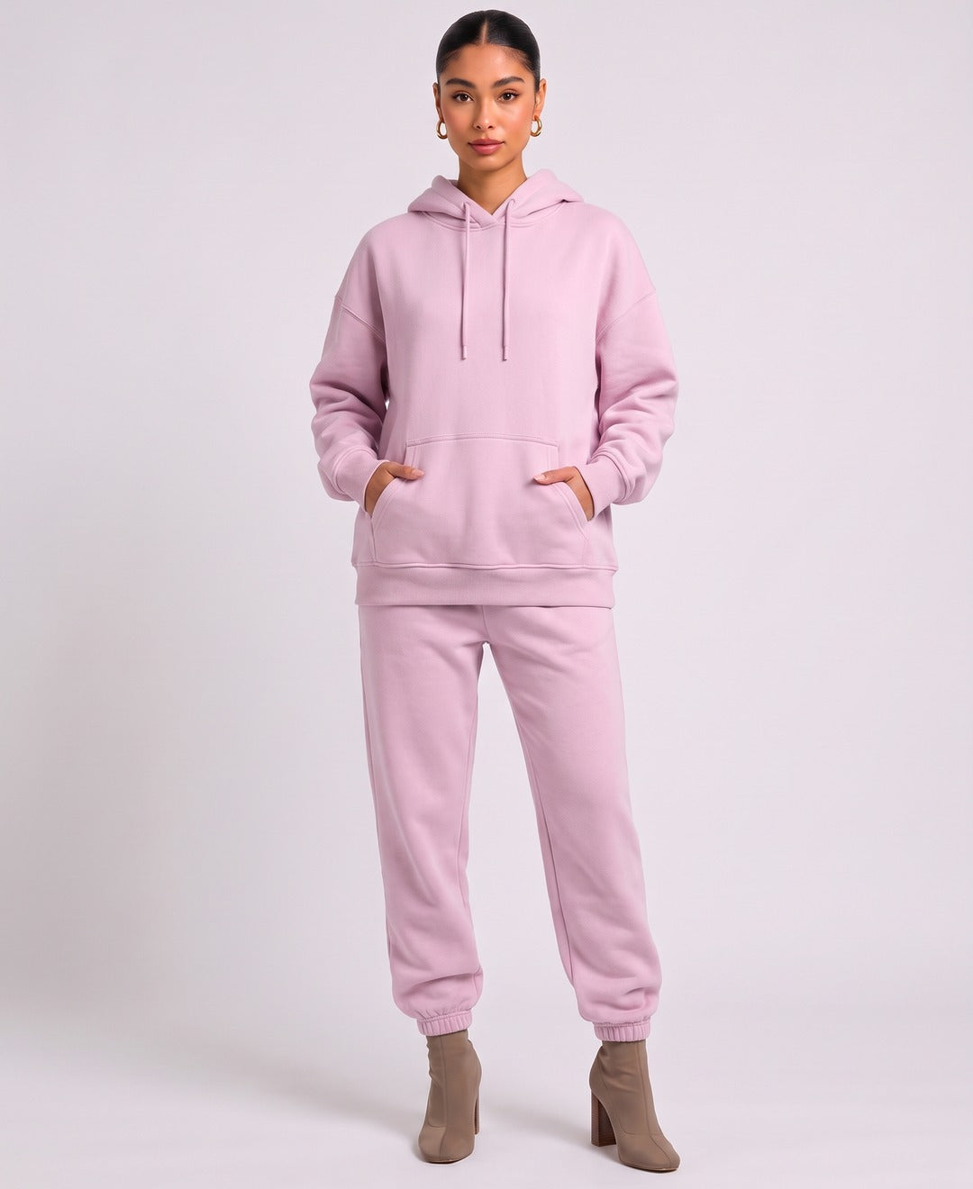 Esme Hoodie Jogger Set in Pink, front view