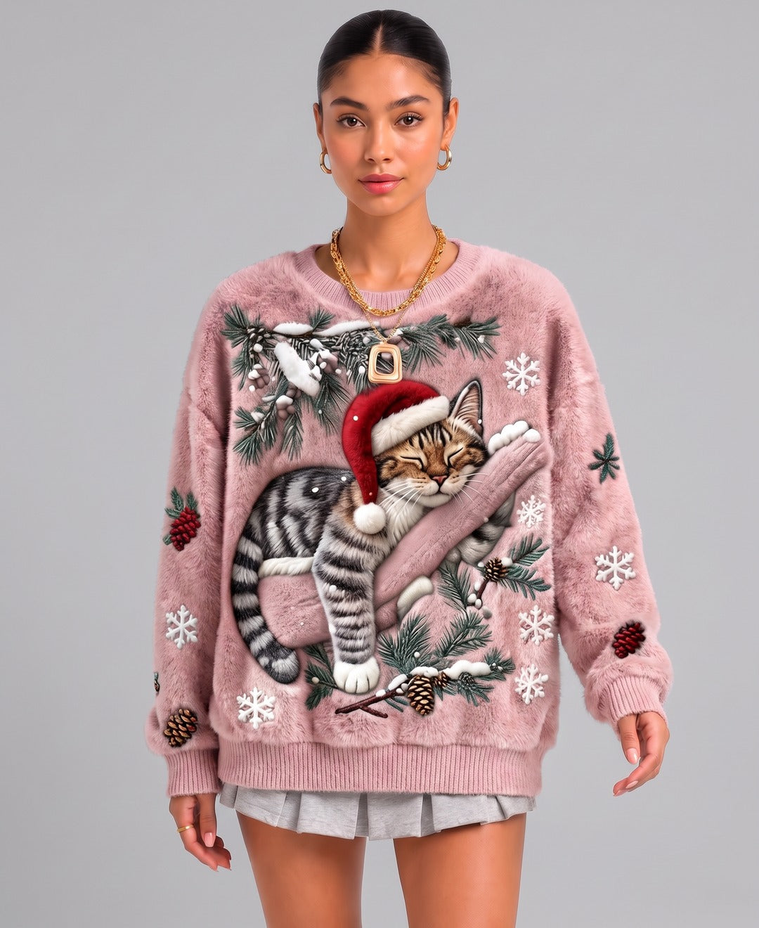 Tinsel Jumper in Pink, front view