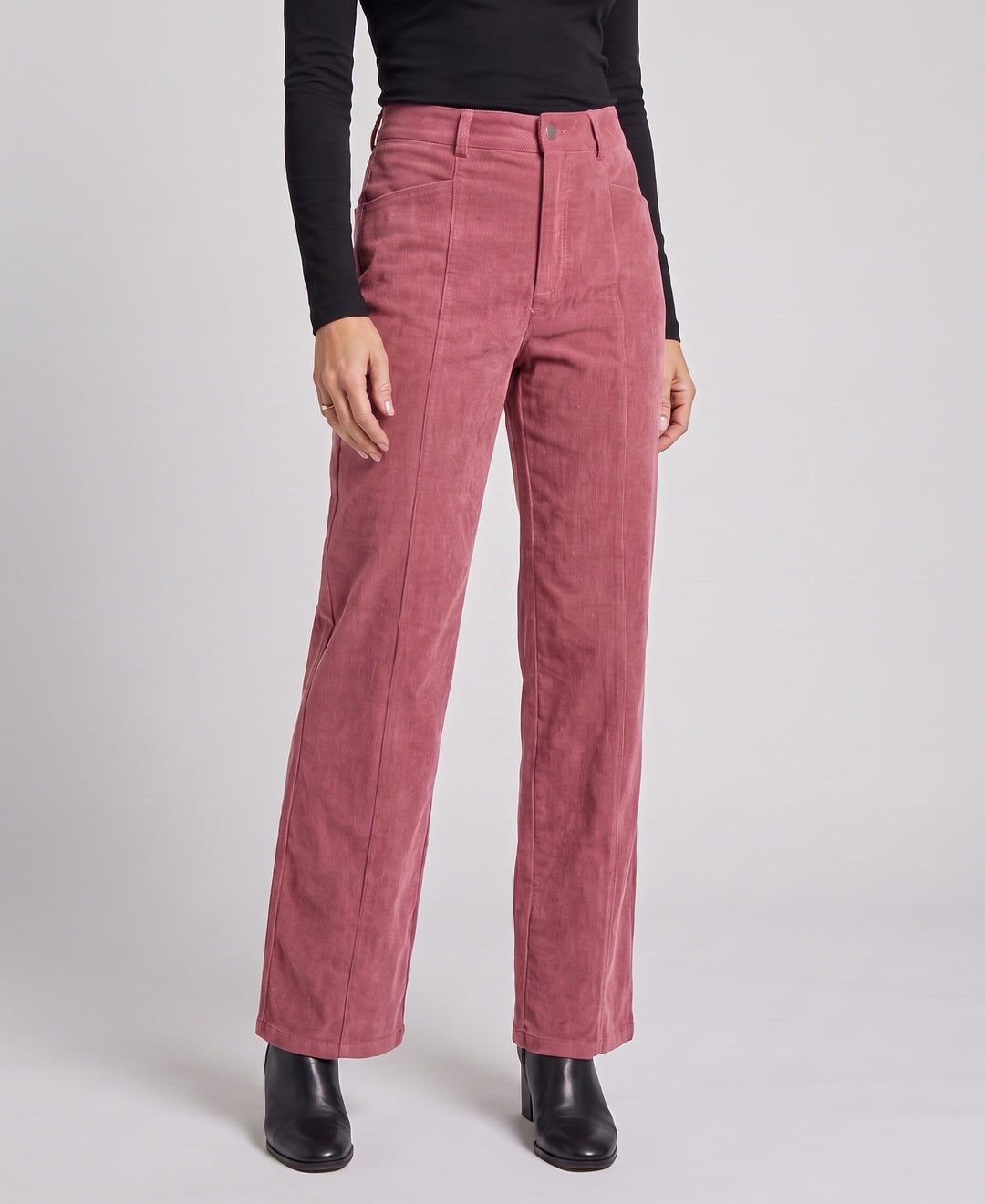 Anouk Trousers in Pink corduroy, front view