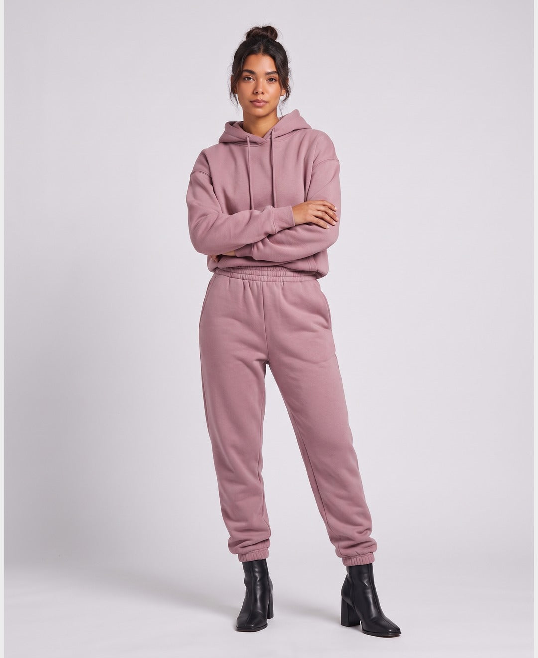 Giselle Hoodie Jogger Set in Pink, front view