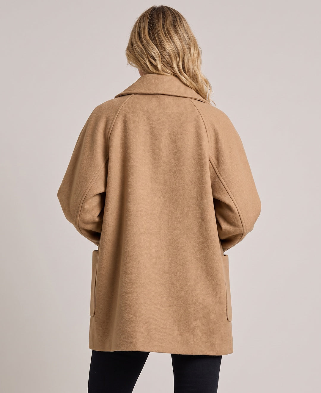 Camille Oversized Button Front Coat in Beige