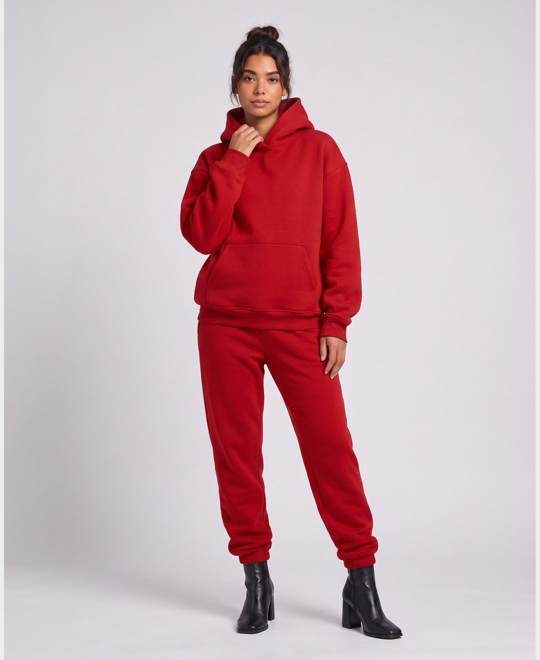 Giselle Hoodie Jogger Set in Red, front view