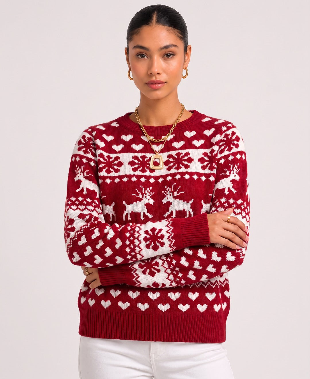 Noelle Jumper in Red, front view