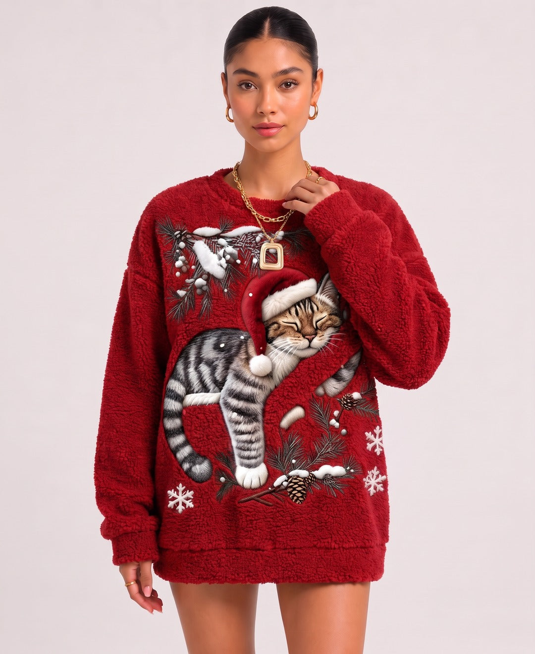 Tinsel Jumper in Red, front view