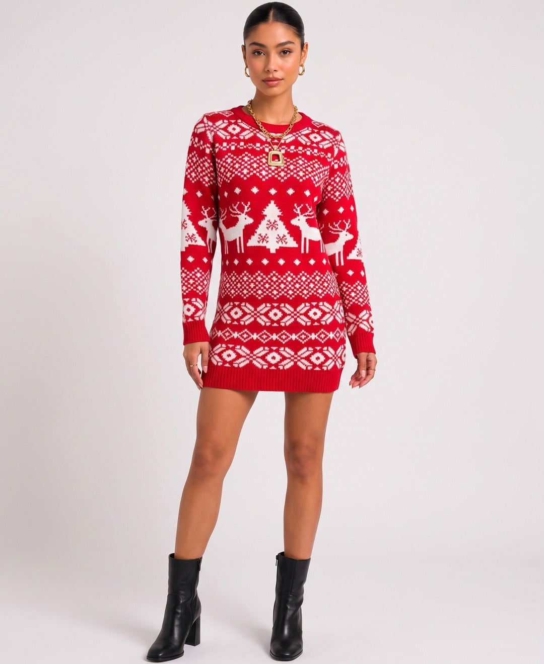 Nadege Dress in Red, front view