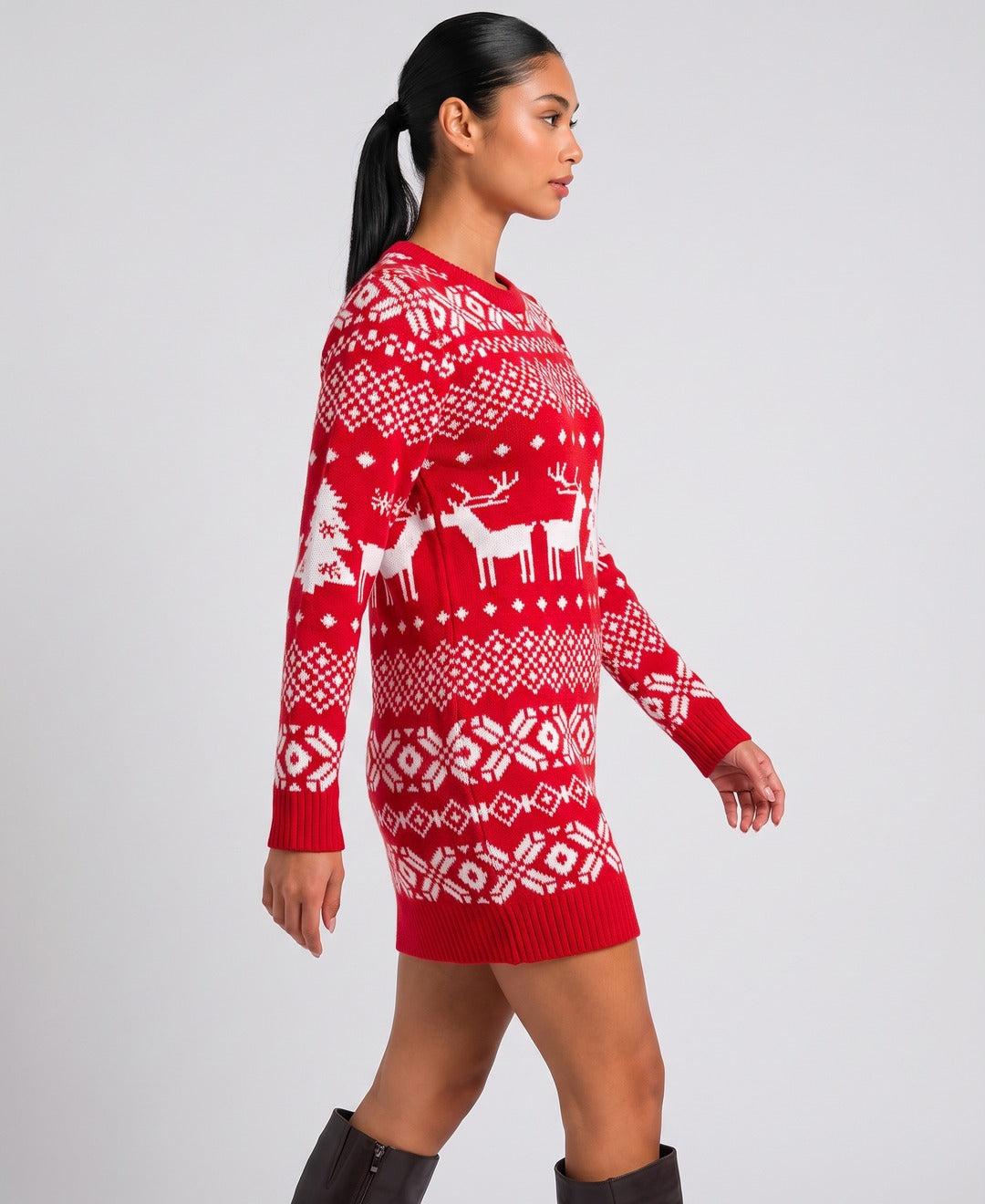 Nadege Dress in Red, side view