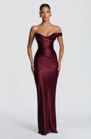 Eurydice draped cowl satin maxi dress