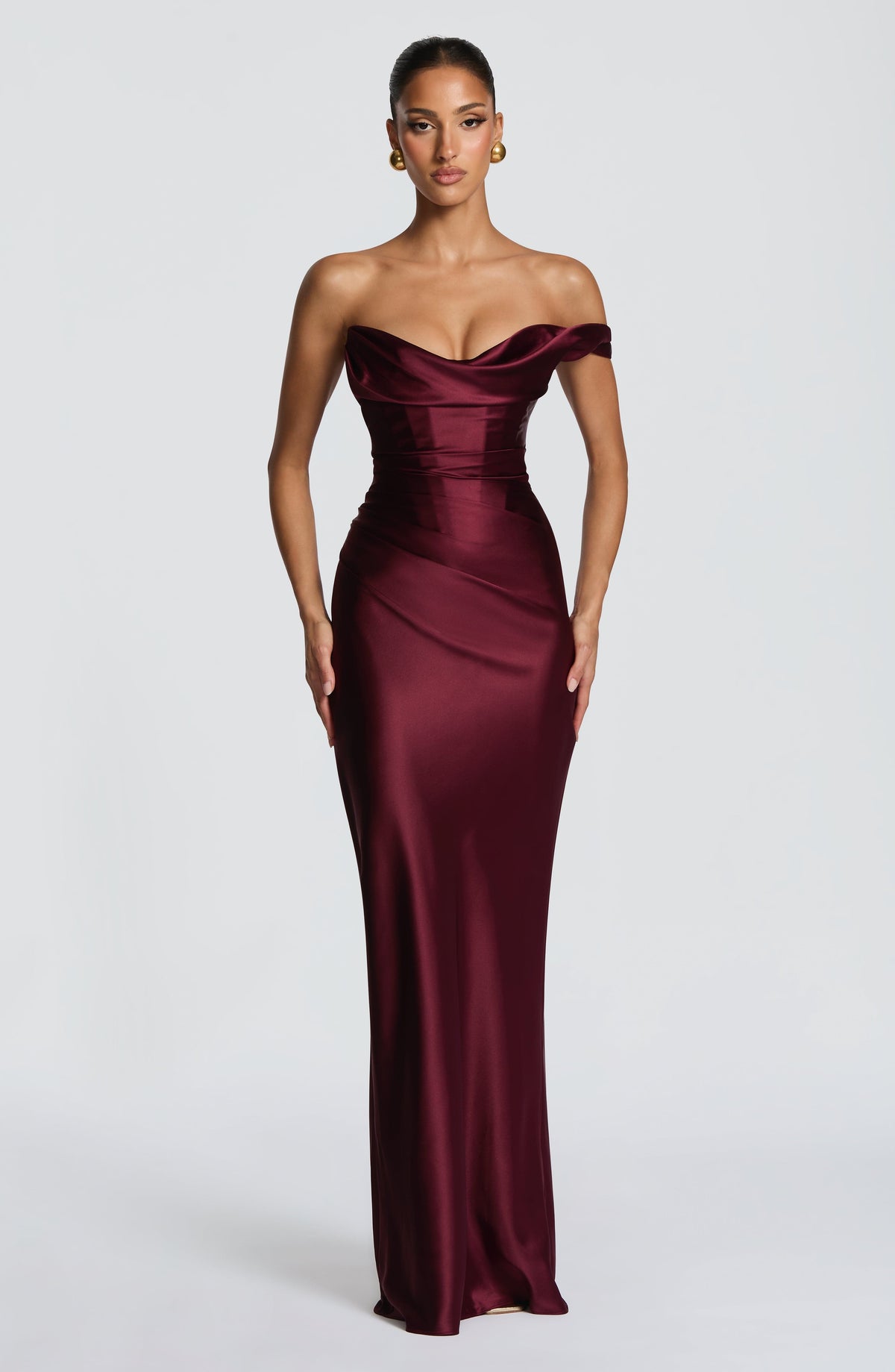 Eurydice draped cowl satin maxi dress