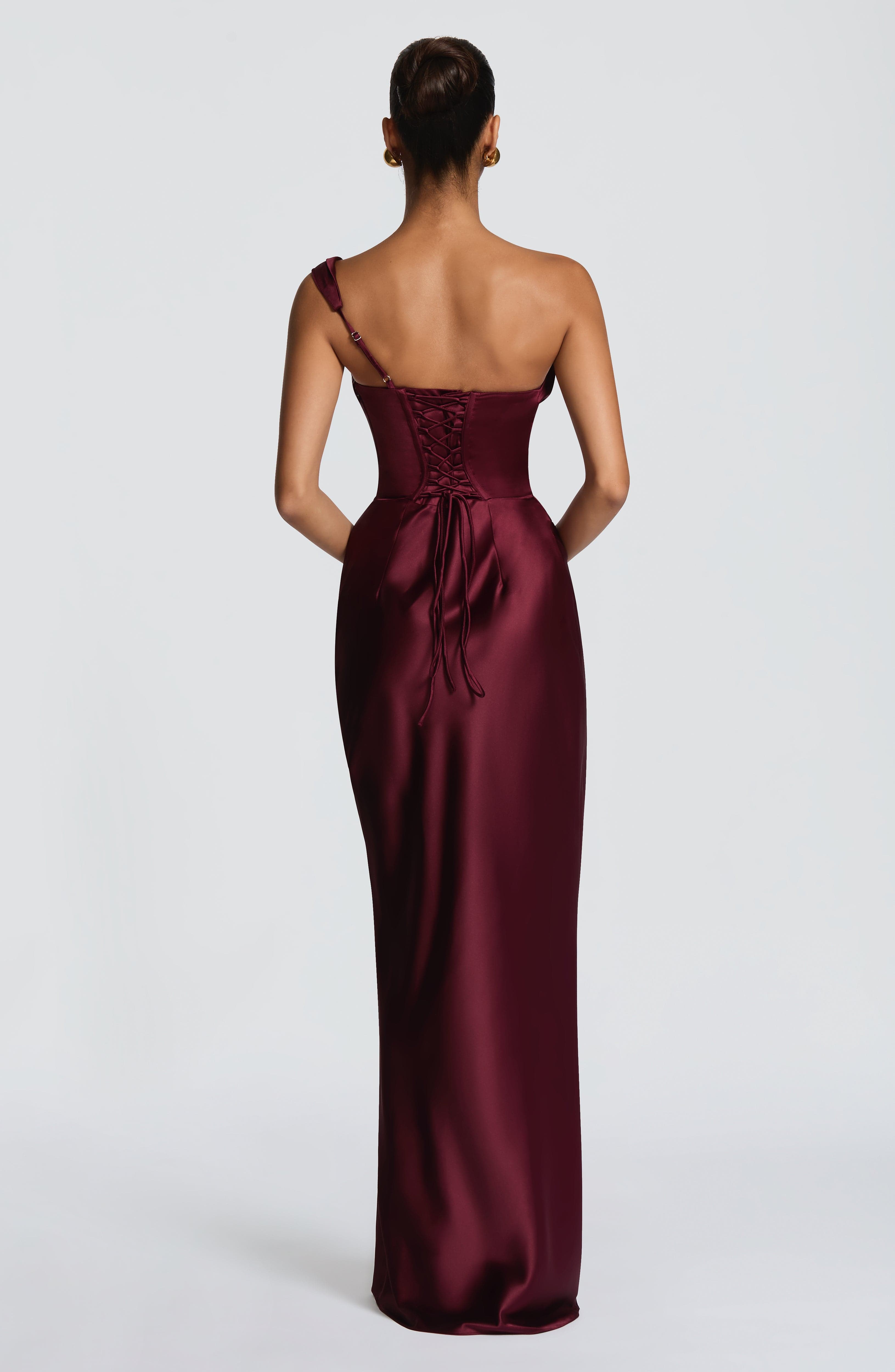 Eurydice draped cowl satin maxi dress