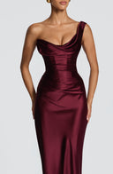 Eurydice draped cowl satin maxi dress