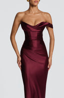 Eurydice draped cowl satin maxi dress