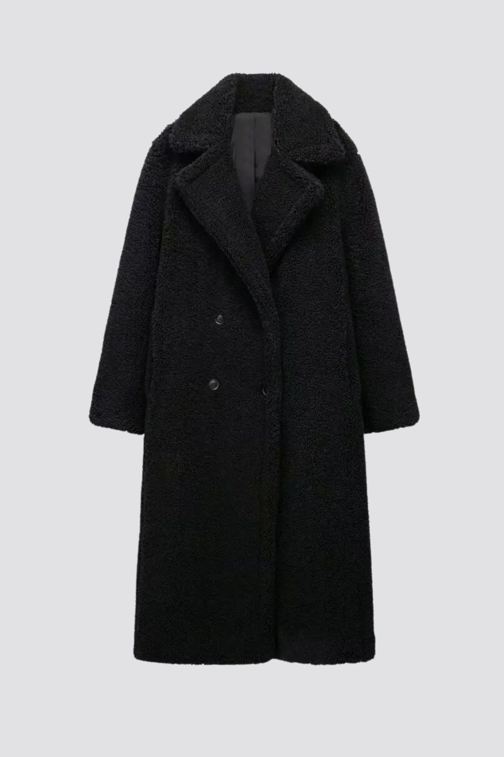 Carly Long Oversized Teddy Coat in Black