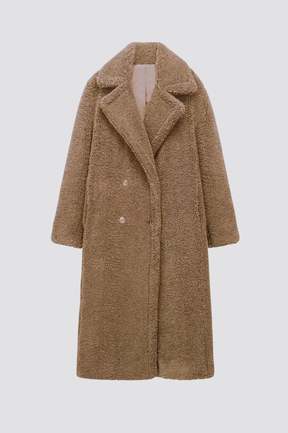 Carly Long Oversized Teddy Coat in Brown