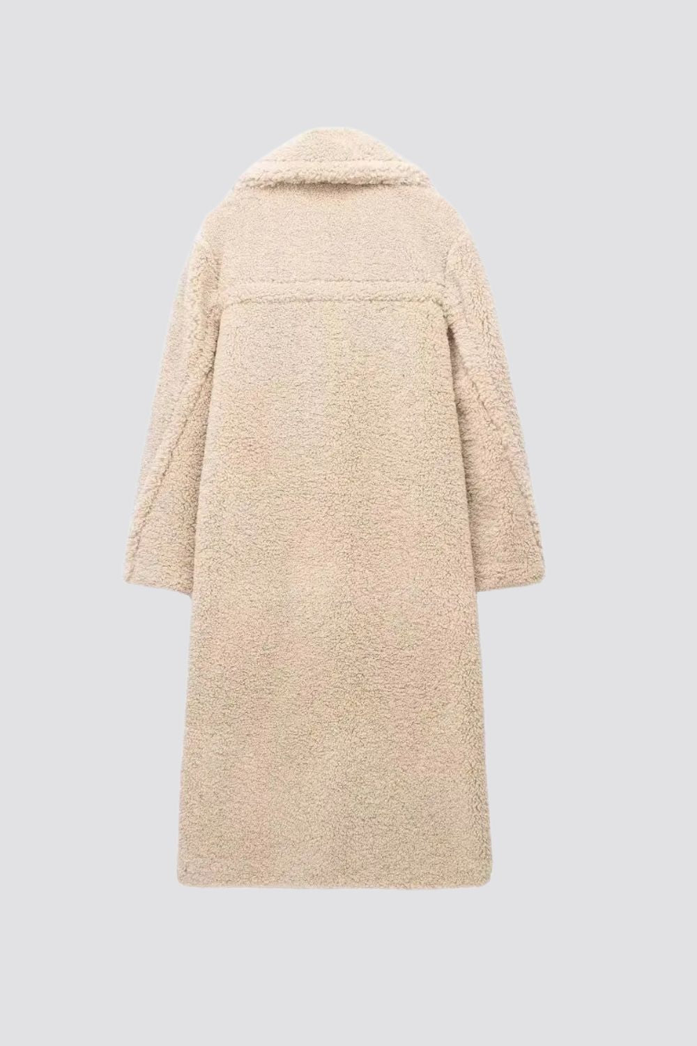 Carly Long Oversized Teddy Coat in Beige