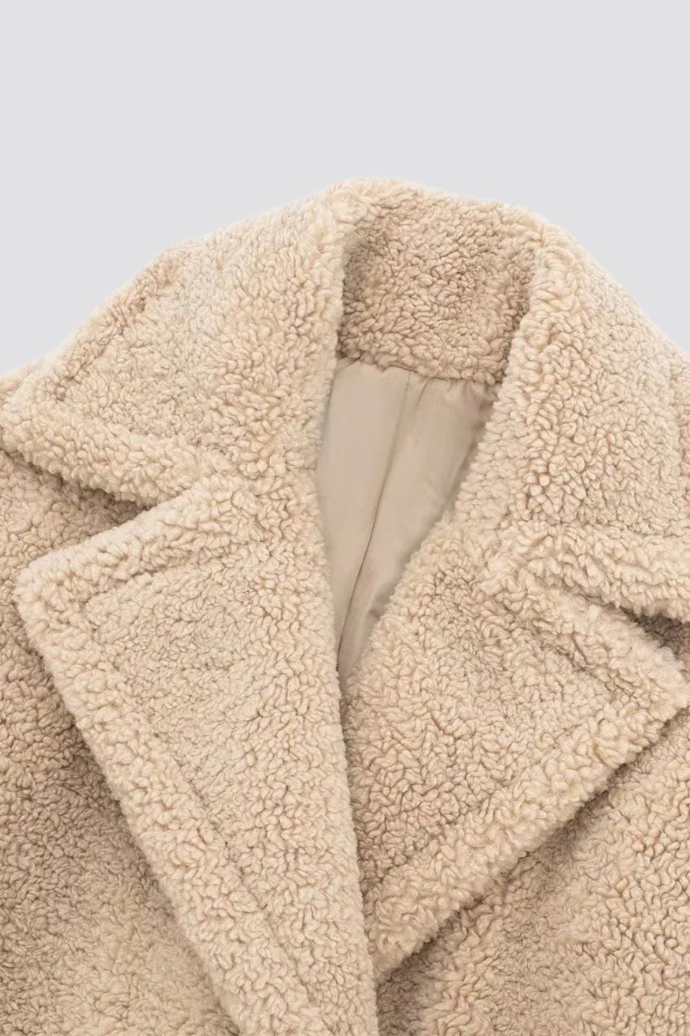 Carly Long Oversized Teddy Coat in Beige