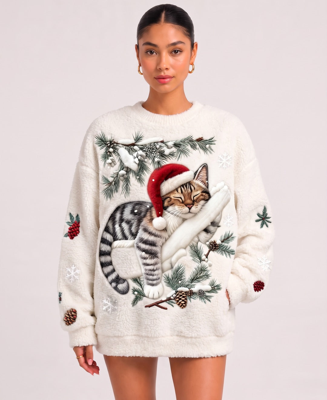 Tinsel Jumper in White, front view