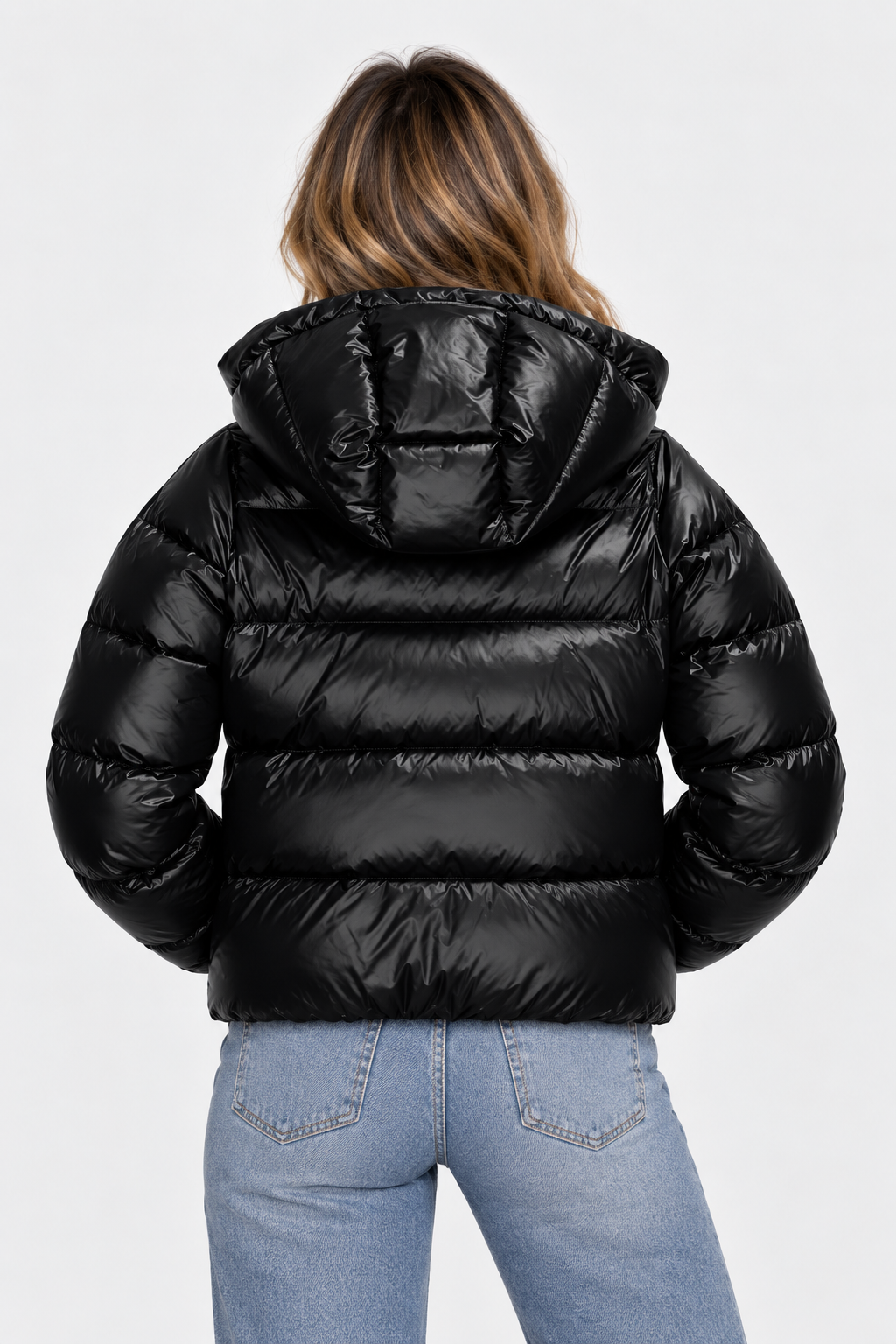Women Oversized Shine Hooded Puffer Jacket